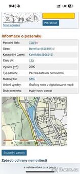 Velký pozemek u Šumperka (2 700 m²)