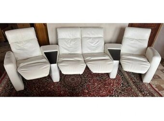 Kožená relaxační sedací souprava 2+1+1, 3193