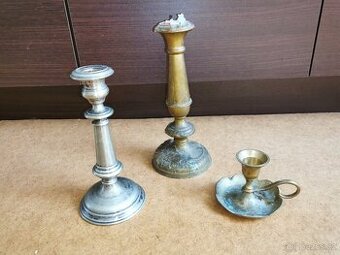 KONVOLUT 3 kovové svícny