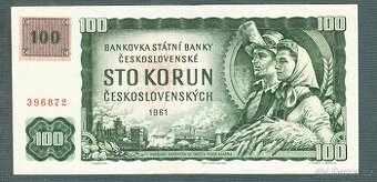 Staré bankovky 100 kčs 1961 KOLEK bezvadný stav