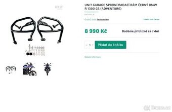 UNIT garage spodní padací RÁM černý BMW R 1300 GS Adventure