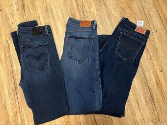 3x Levi’s skinny jeans, různé odstíny modre