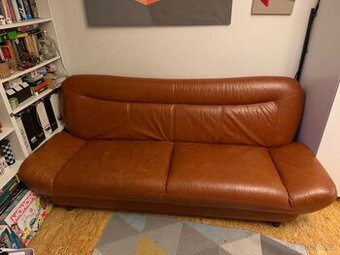 Rozkládací kožená pohovka 220 cm široká