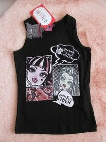 Letní černé bavl. tričko bez rukávů-Monster High