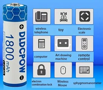 DLDCPOW® AA, 1x1.800mAh, dobíjecí, vysokokapacitní bat. NOVÉ
