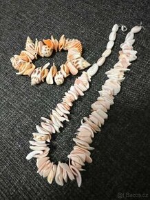 náramek, řetízek - mušle, řetízek - srdce - achát