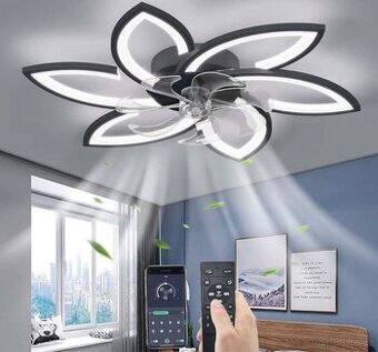 Luxusní lustr led s větrákem a dálkou