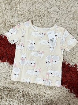 Nové s visačkou Tričko s králíčkama/ zajíčkama 110/116