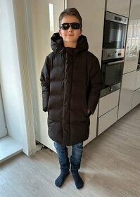 Černá zimní péřová dlouhá bunda, kabát  Zara 152