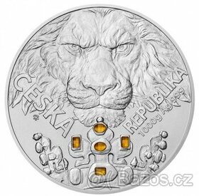 Stříbrná kilogramová mince Český lev 2023 s citríny - 1