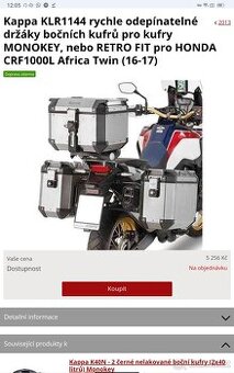 Držáky Bočních kufrů HONDA AFRICA TWIN 1000