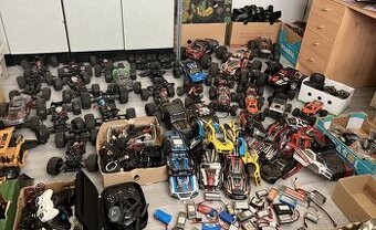 RC auta 30 kusů, karoserie, baterky, náhradní díly, ovladače