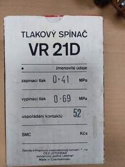 TLAKOVÝ SPÍNAČ FUNGL NOVÝ VR 21D