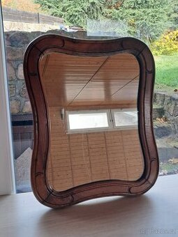 Dřevěné zrcadlo z masivu- starožitné