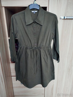 khaki košilové šaty, zn.Stradivarius