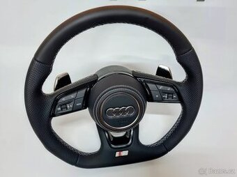 AUDI KOŽENÝ EXCLUSIVE VOLANT + AIRBAG + F1 PADLA BIELA NITKA