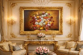 Zámecký obraz - Zátiší - olej na plátně-XXL 195 cm