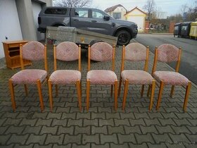 5x židle dřevěná, čalouněná
