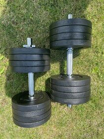 Jednoruční činky 2x42,5 Kg průměr 30 mm i 25mm,České kotouče
