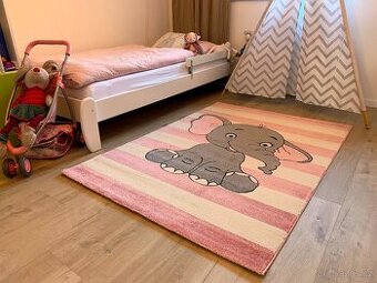 Dětský koberec Kiddo 1087 pink se slonem (N.O.V.Ý)