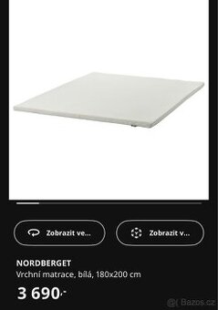 Vrchní matrace/topper NORDBERGET IKEA 180x200