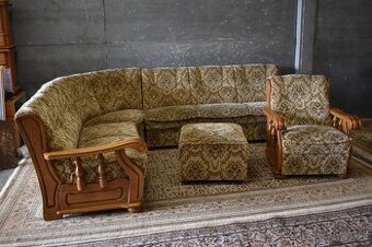 Rohová sedací souprava+ Křeslo+ Taburet