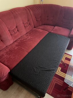 Sedací souprava rozkládací + taburet.