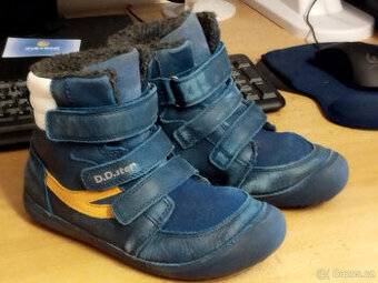 D.D step vel. 32 Dětské zimní kožené barefoot boty W063-4275