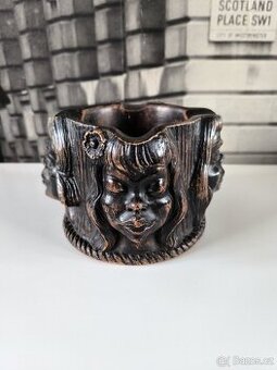 Vintage keramický "Tiki" hrnek - čtyři tváře