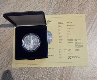 Stříbrná mince 200kč zahájení výuky na Přažské konzervatoři