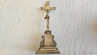 Ag stříbro stolní krucifix loťák rok 1864 biedermeier styl