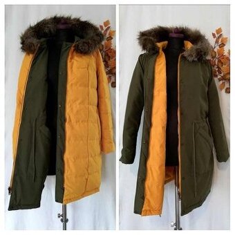 Péřová zimní oboustranná parka nová vel.38/40
