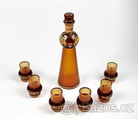 LUXUSNÍ LIKÉROVÁ SOUPRAVA AMBROVÁ,DESIGN EVA ŠVESTKOVÁ