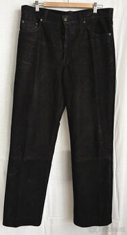 Kvalitní semišové motokalhoty/jeansy z pravé kůže, vel. 37