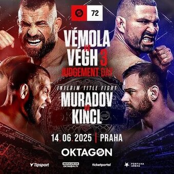Oktagon 72 Vegh vs Vemola vstupenka sektor 128