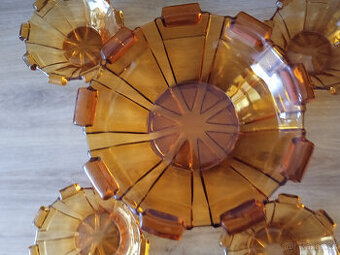 Retro ambrová miska+4x menší misky ATR DECO