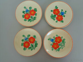 4 dezertní talířky - stará ručně malovaná keramika - 1