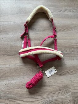 růžová ohlávka s beránkem + vodítko