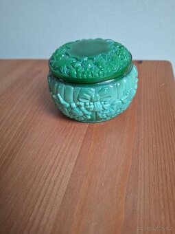 Skleněná dóza - malachit 9x6 cm - 1