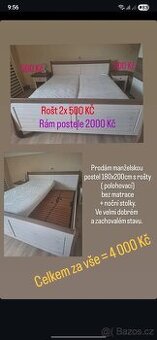Manzelska postel s rošty a nočními stolky