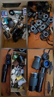 Staré fotoaparáty a příslušenství - komplet levně