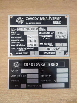 výrobní štítek zetor 25 a super 50