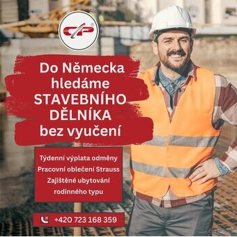 Stavební dělník bez vyučení s týdenní výplatou - až 3800 EUR