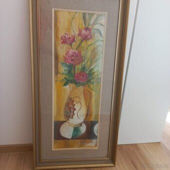 Obraz Růže ve váze, pastel