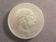 Stříbrná 5 Koruna FJ I. 1909 bz-Schwarz -Vzácnější