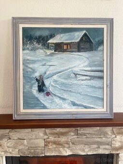 Olejomalba obraz, zimní krajina