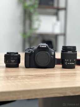 Canon EOS 2000D + 50 mm f/1.8 + 18-55 mm + brašna