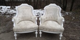 Starožitné masivní 2x křesla s područkami