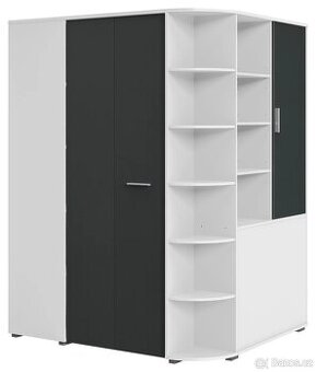 Rohová šatní skříň Young