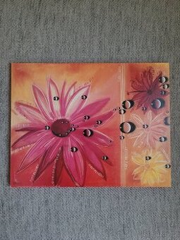 Nový dřevěný obraz s květinami zn. Interpan